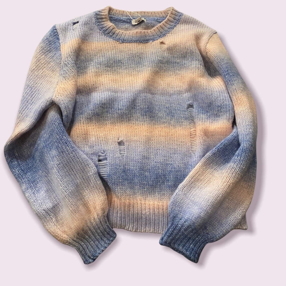 Blue/Pink/Purple Sweater with Rips, New with Tags
